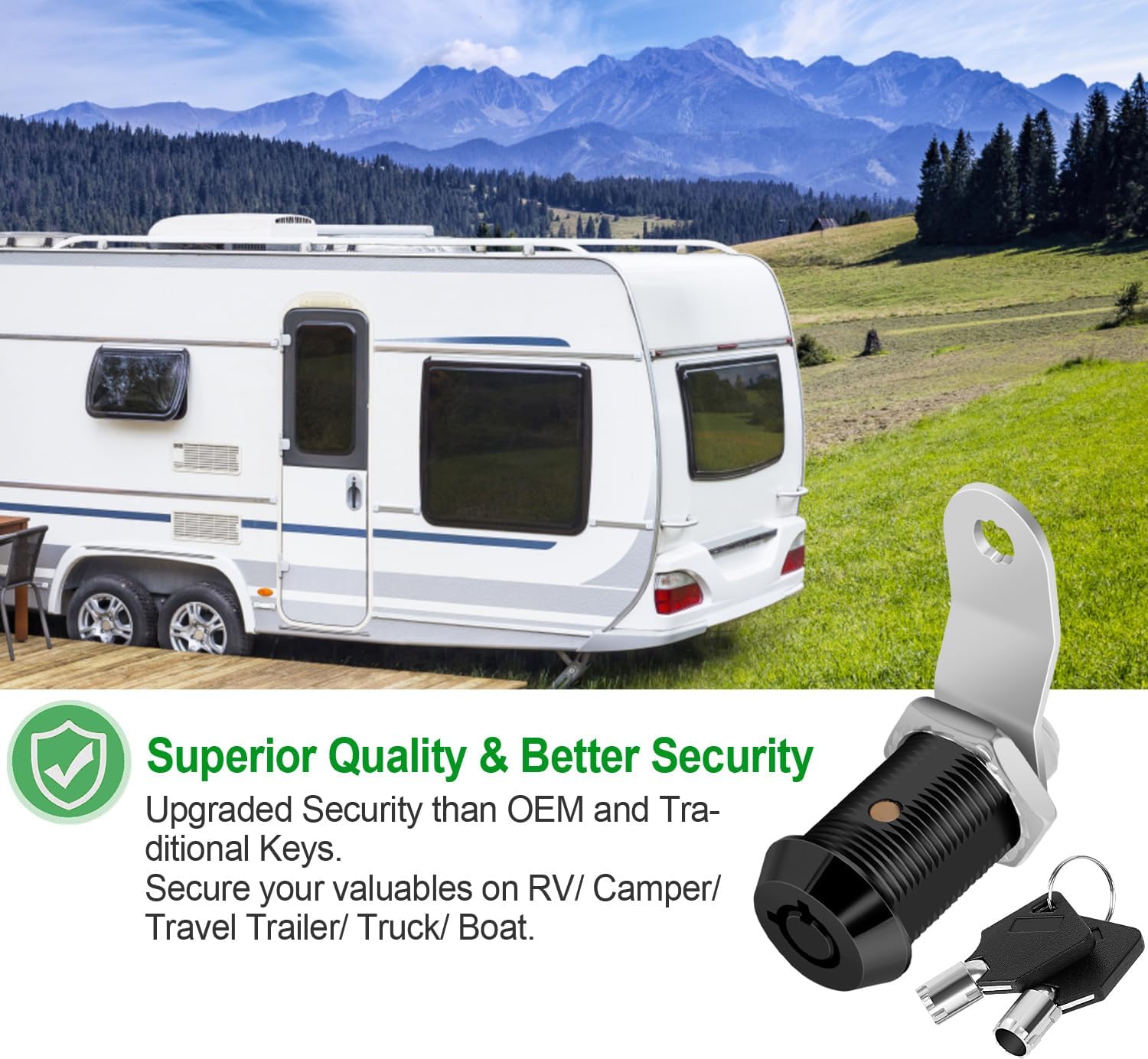 5 Pack Cylinnda Cabinet Locks with Keys - 1" RV Storage Locks Keyed Alike for Storage Door, Camper Toolbox, Manual Included - Black (5 Pack, 1 Inch)