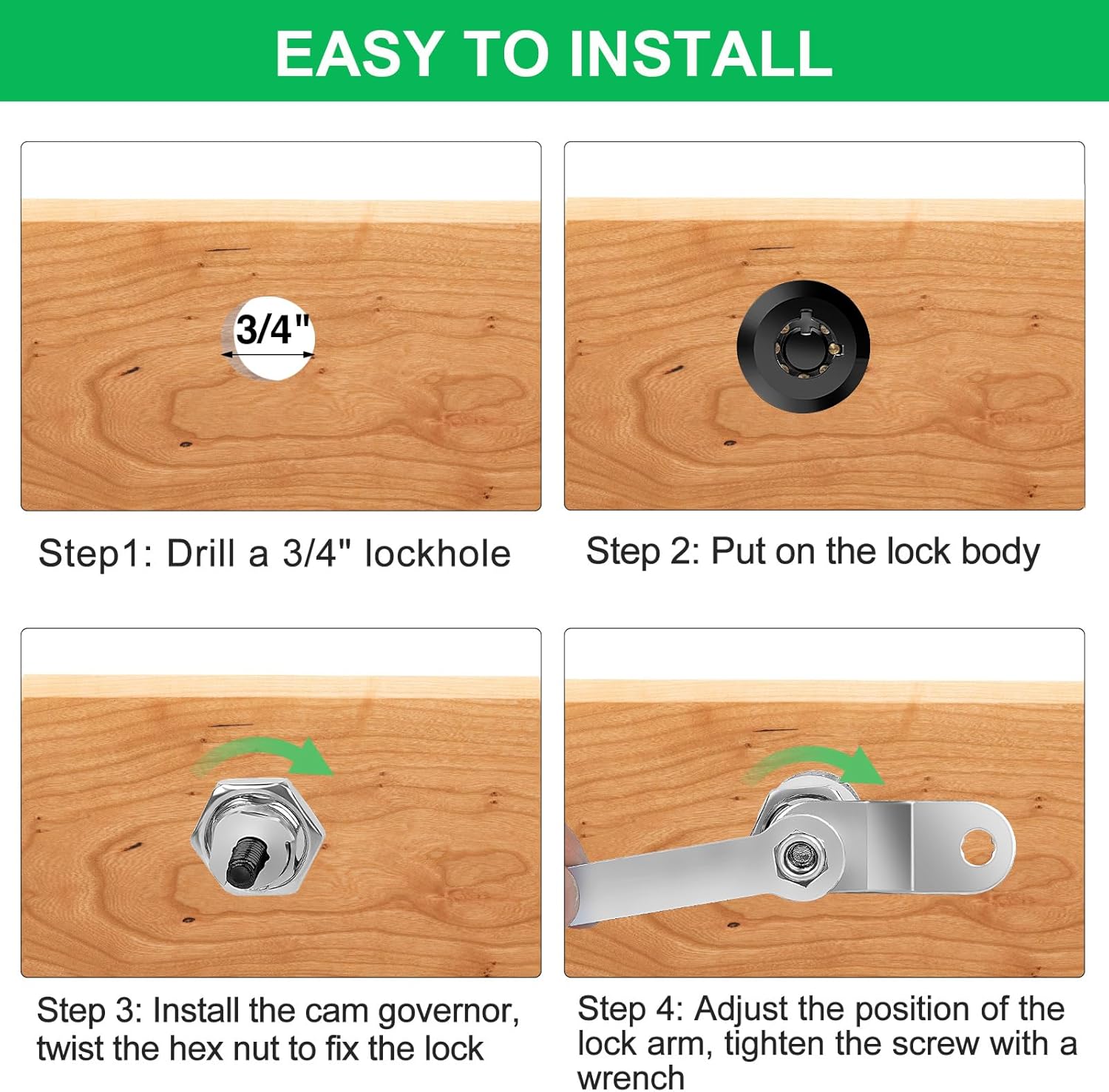 5 Pack Cylinnda Cabinet Locks with Keys - 1" RV Storage Locks Keyed Alike for Storage Door, Camper Toolbox, Manual Included - Black (5 Pack, 1 Inch)