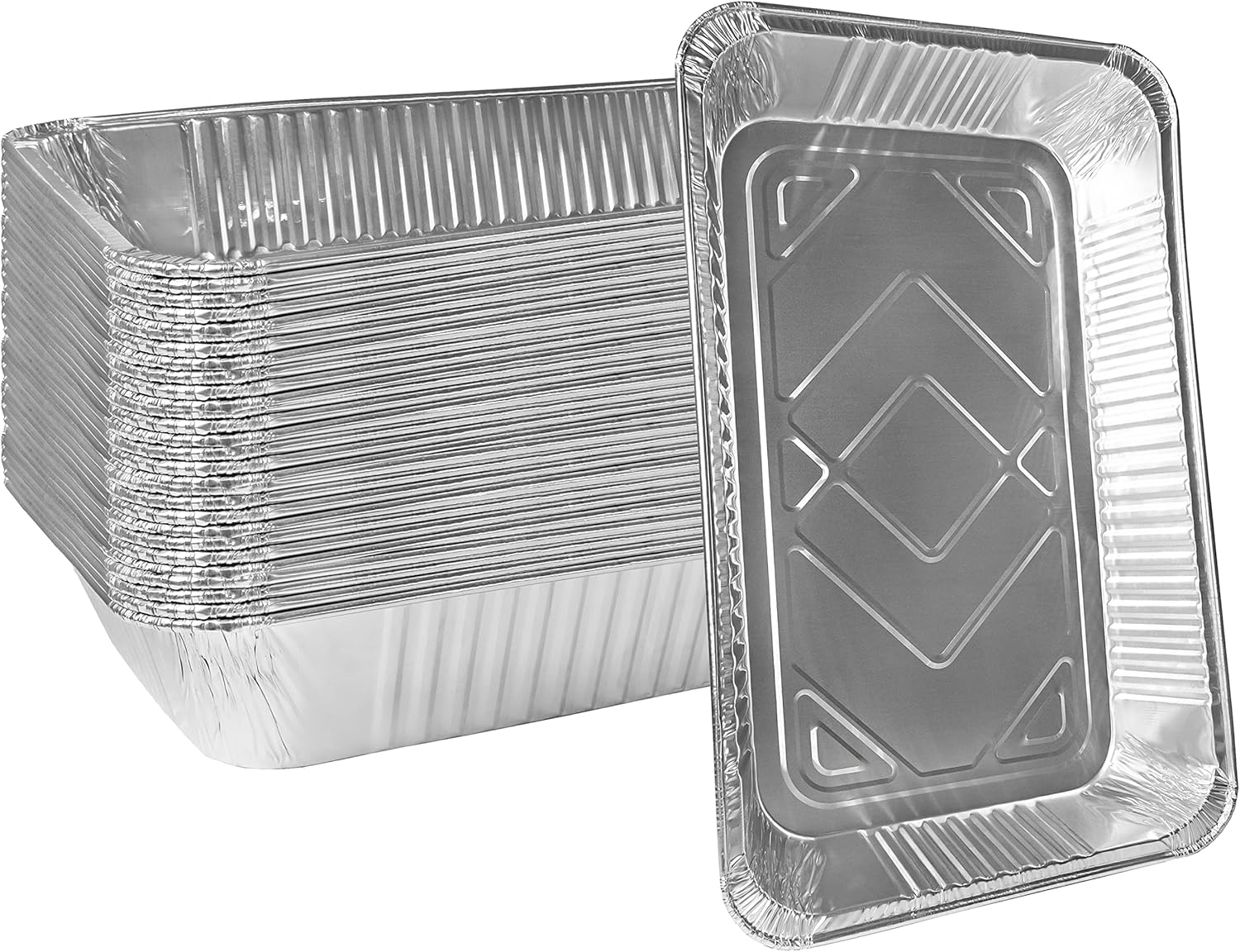 5 Pack Eco-Friendly Heavy Duty Aluminum Shallow Pans - Full Size Roasting & Steam Table Pan for Catering - Disposable Baking, Grilling, Reheating - 21x13 Inch