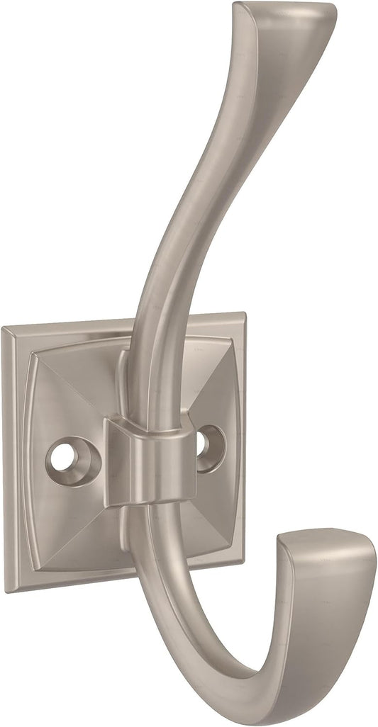 (5-Pack) Franklin Brass Ruavista Double Coat and Hat Wall Hooks - Nickel Wall Mount Hanger for Bags, Towels, and Decor