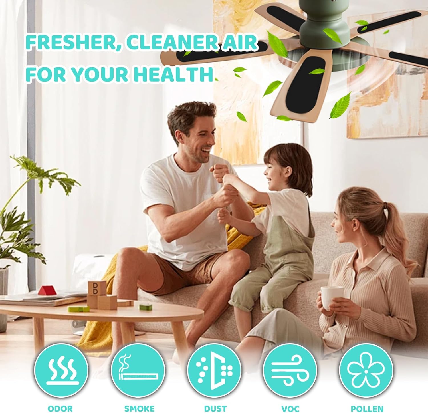 5 Pack GZJoSum Ceiling Fan Filters with Activated Carbon for Odor Elimination & Purification of Common Household Contaminants