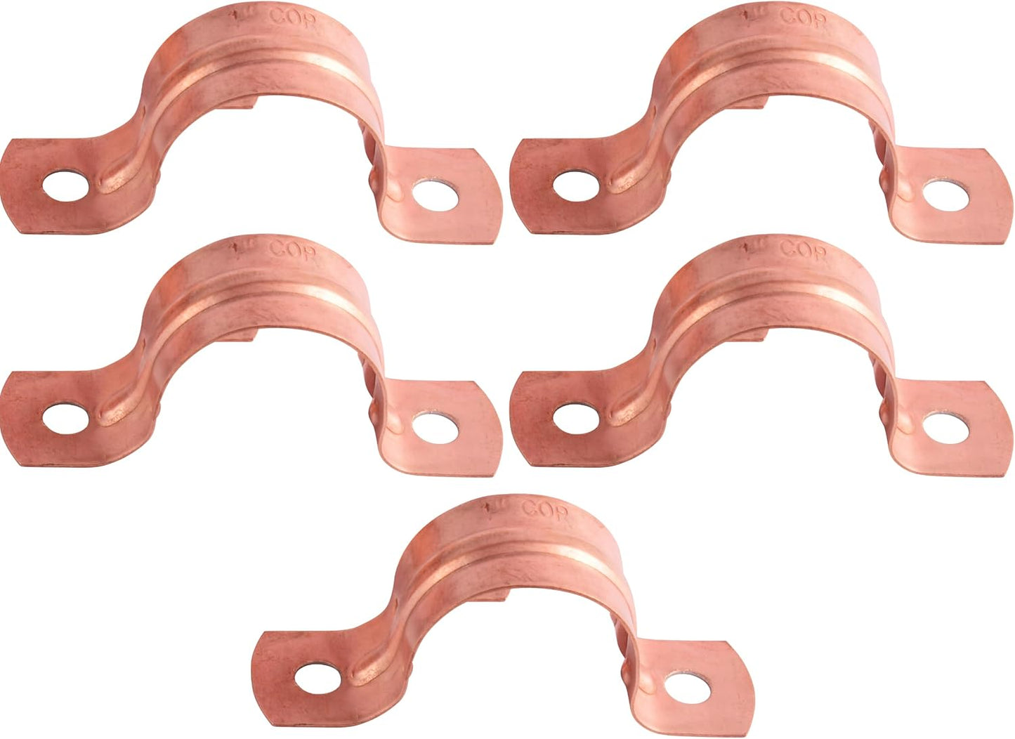 5 Pack HoldRite CPS0100Z5 Copper 2-Hole Strap for 1 Inch Pipes - Pipe Support Kit