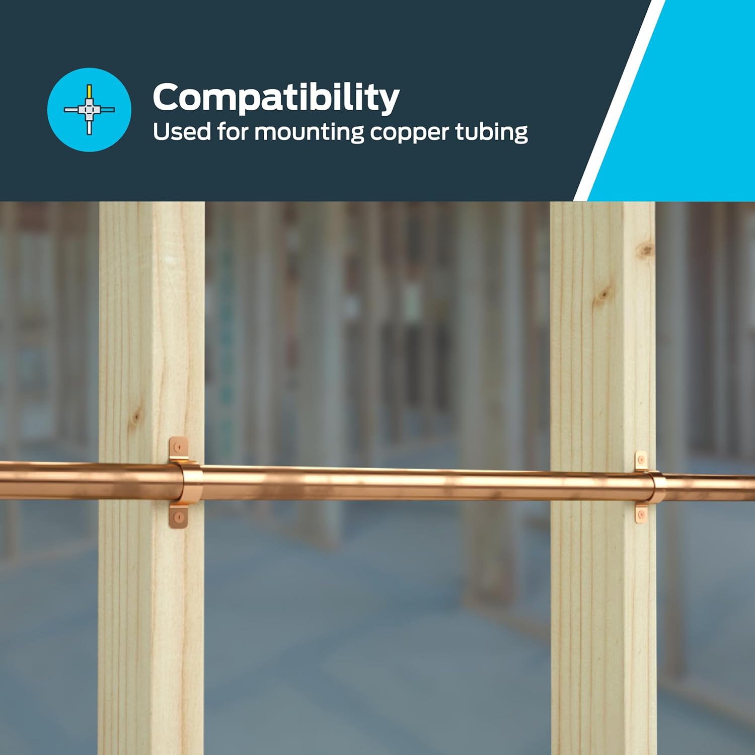 5 Pack HoldRite CPS0100Z5 Copper 2-Hole Strap for 1 Inch Pipes - Pipe Support Kit