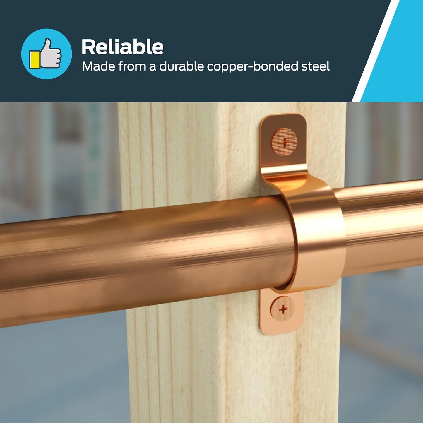 5 Pack HoldRite CPS0100Z5 Copper 2-Hole Strap for 1 Inch Pipes - Pipe Support Kit