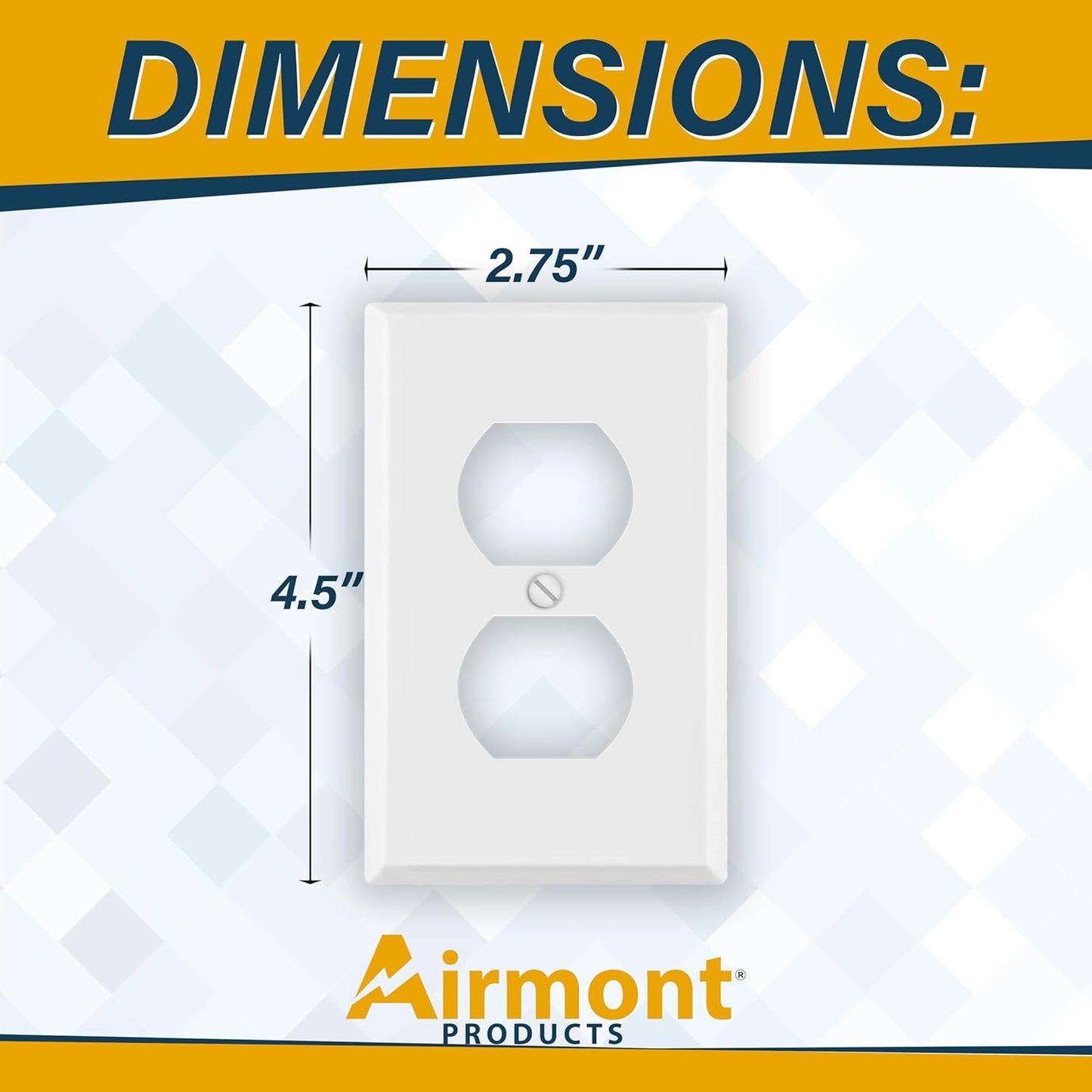 5 Pack of Airmont One Gang Duplex Receptacle Cover Plates, White Painted Metal, 4.50" x 2.76", Unbreakable and Corrosive Resistant