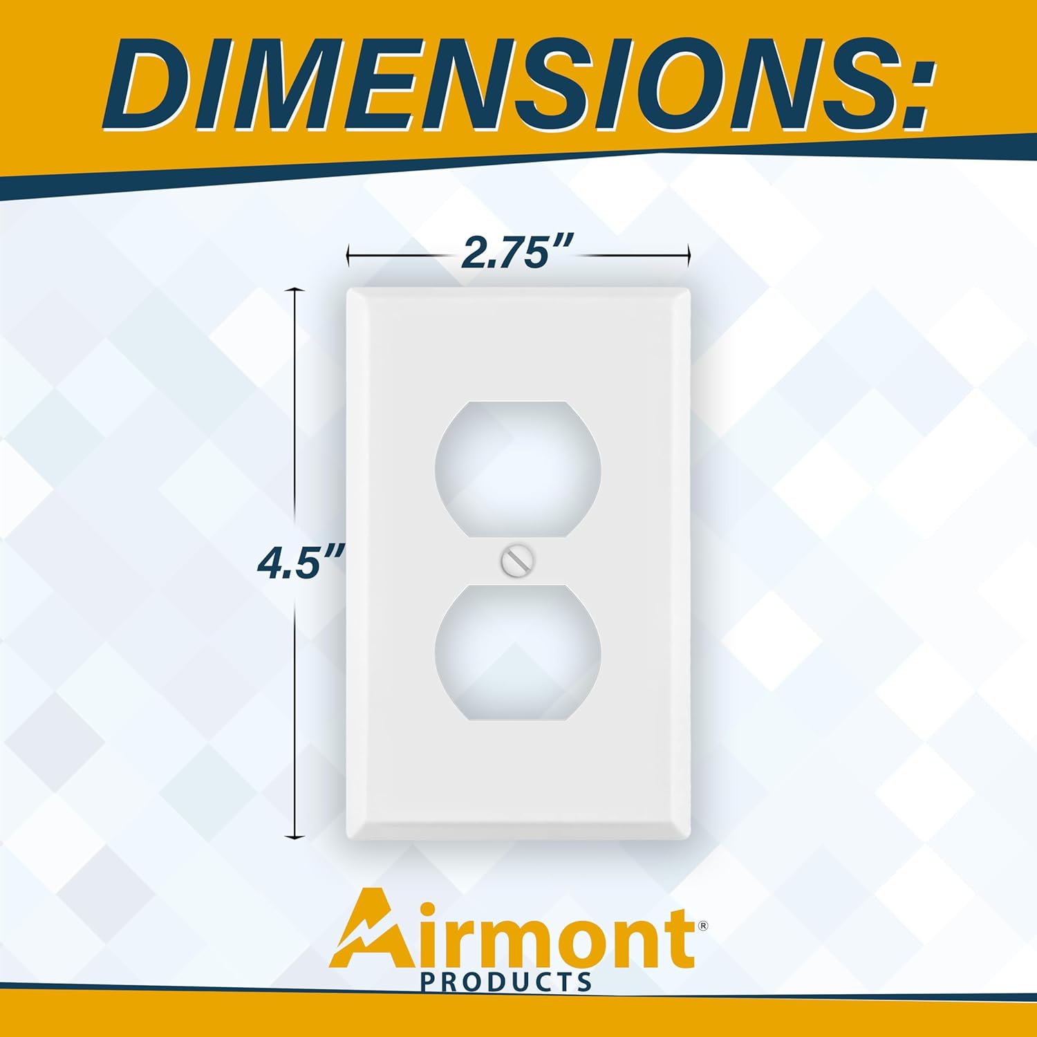 5 Pack of Airmont One Gang Duplex Receptacle Cover Plates, White Painted Metal, 4.50" x 2.76", Unbreakable and Corrosive Resistant