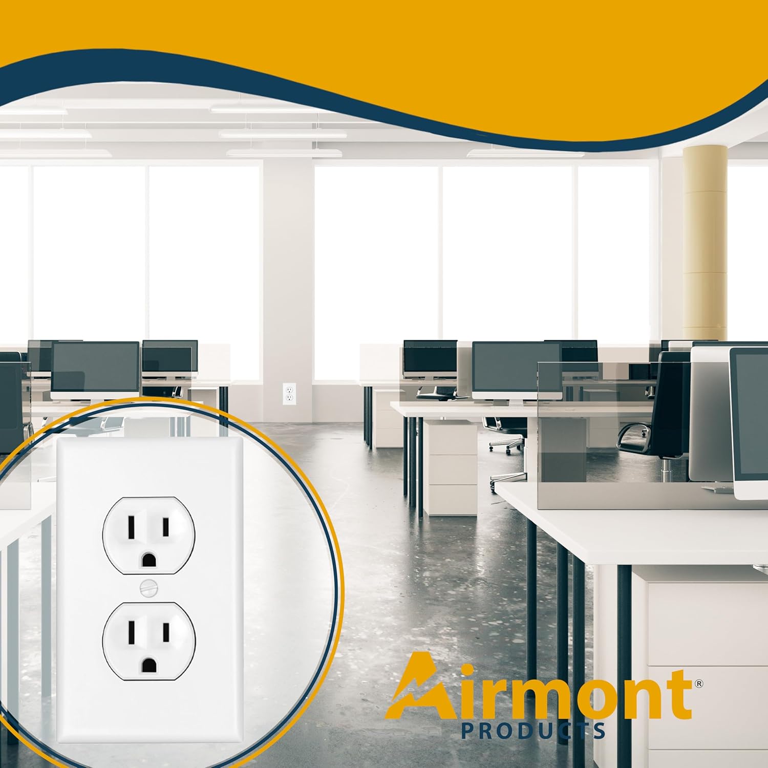 5 Pack of Airmont One Gang Duplex Receptacle Cover Plates, White Painted Metal, 4.50" x 2.76", Unbreakable and Corrosive Resistant