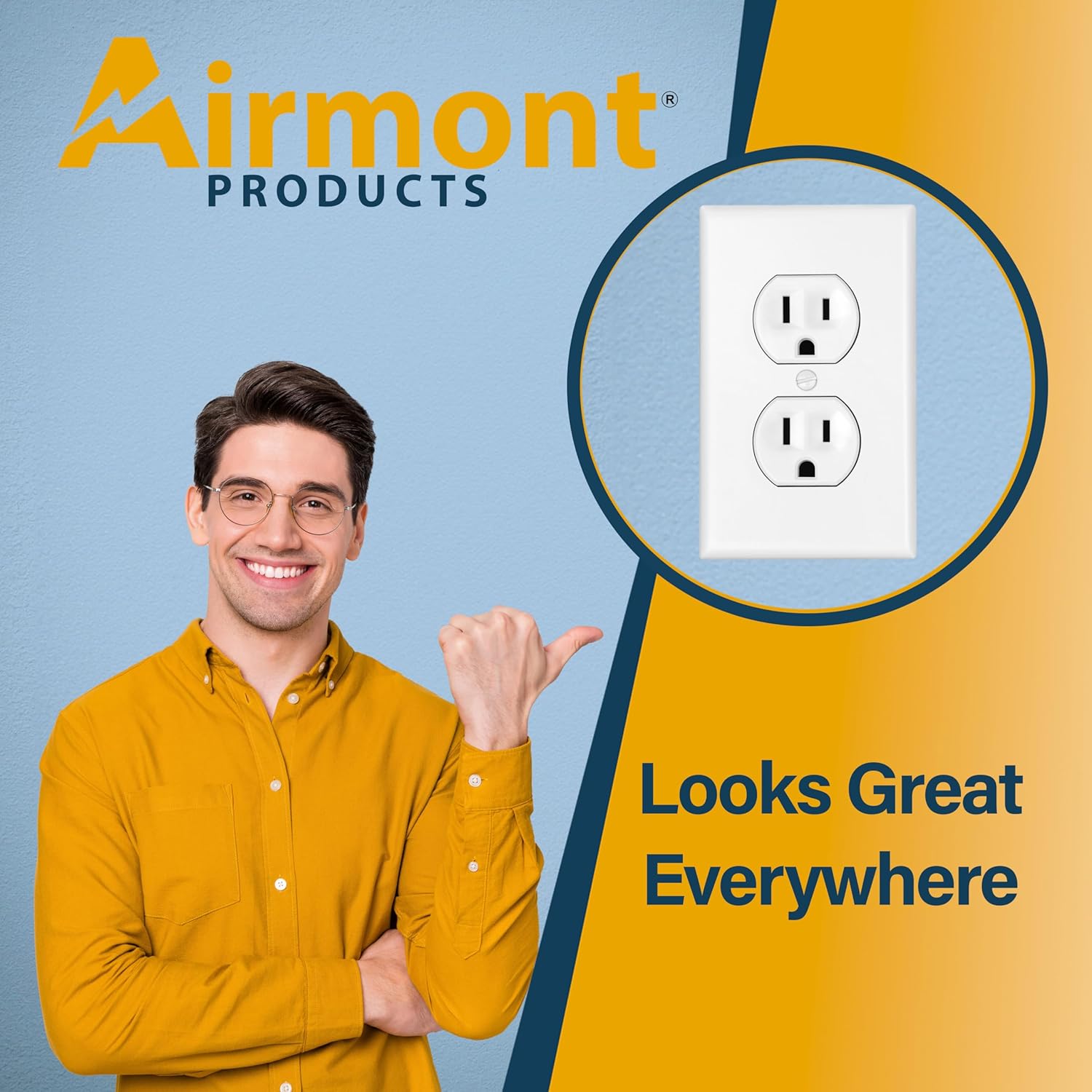 5 Pack of Airmont One Gang Duplex Receptacle Cover Plates, White Painted Metal, 4.50" x 2.76", Unbreakable and Corrosive Resistant
