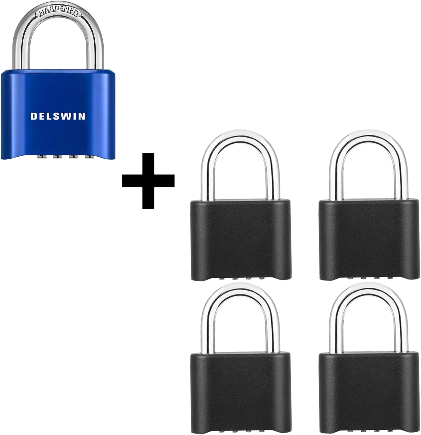 5 Pack of DELSWIN Heavy Duty Combination Padlocks for Outdoor, School Gym Lockers, Fences, Sheds, Gates