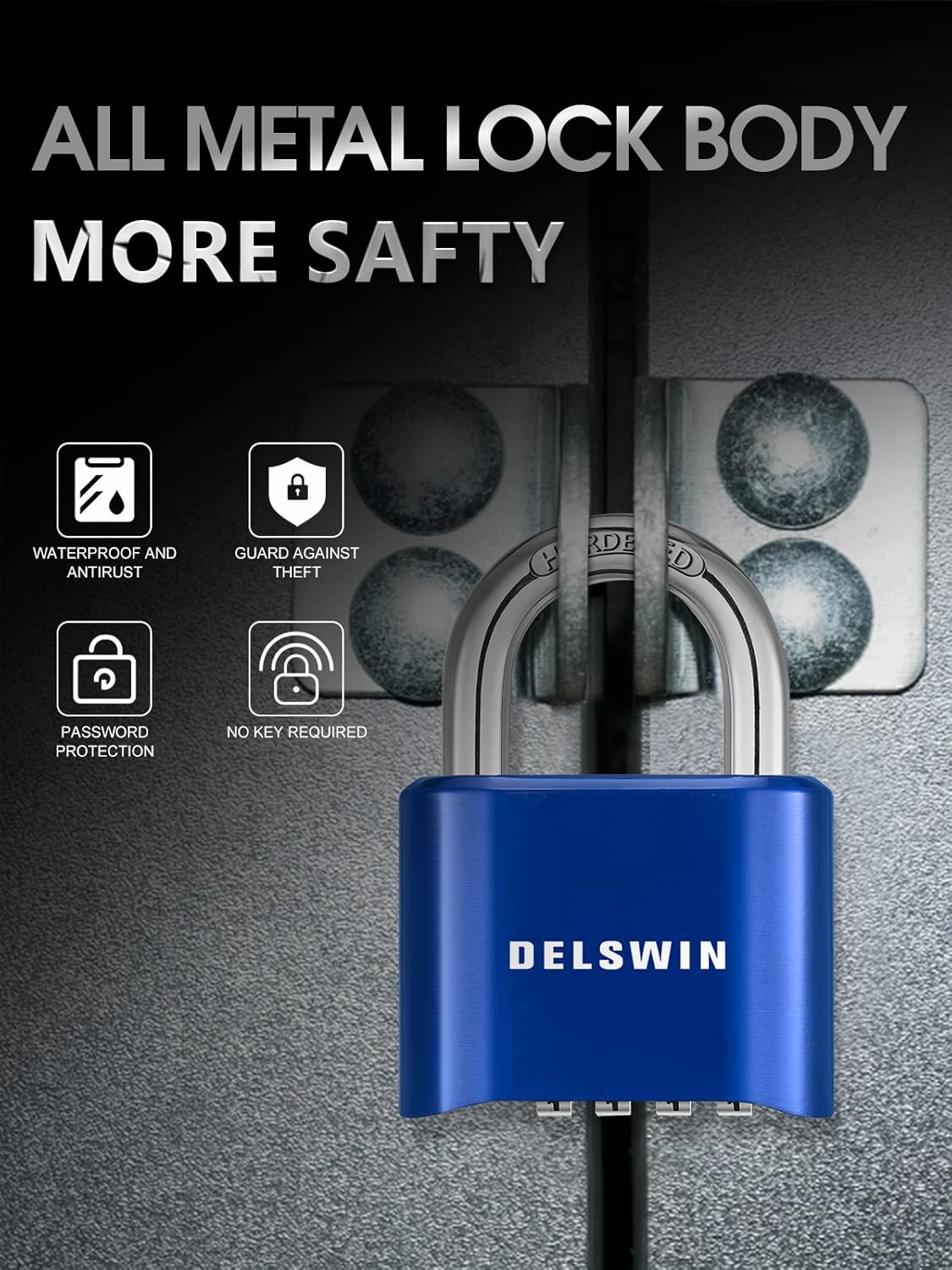 5 Pack of DELSWIN Heavy Duty Combination Padlocks for Outdoor, School Gym Lockers, Fences, Sheds, Gates
