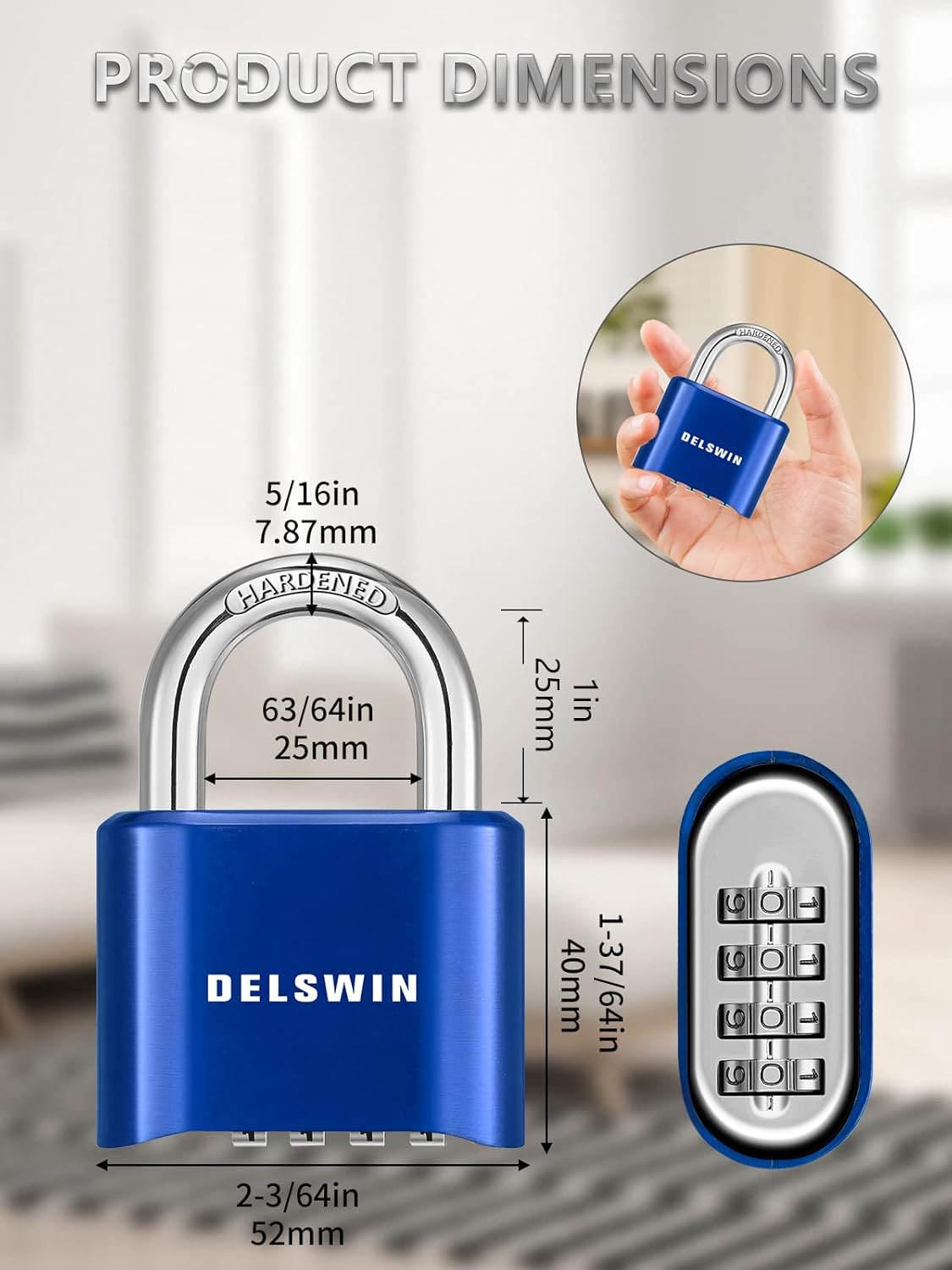 5 Pack of DELSWIN Heavy Duty Combination Padlocks for Outdoor, School Gym Lockers, Fences, Sheds, Gates