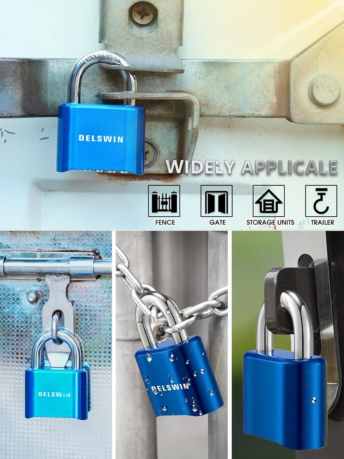 5 Pack of DELSWIN Heavy Duty Combination Padlocks for Outdoor, School Gym Lockers, Fences, Sheds, Gates