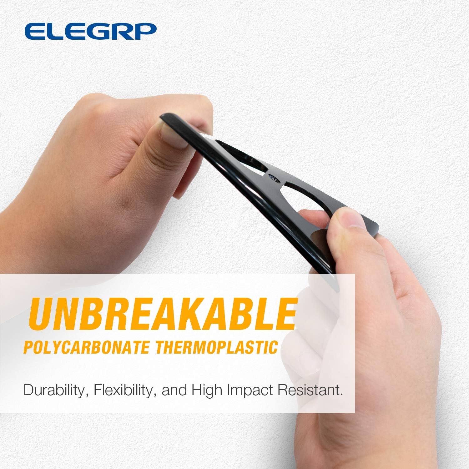 5 Pack of ELEGRP 1-Gang Standard Size Duplex Receptacle Outlet Covers in Glossy Black, Unbreakable Polycarbonate Faceplates with Color-Matched Screws