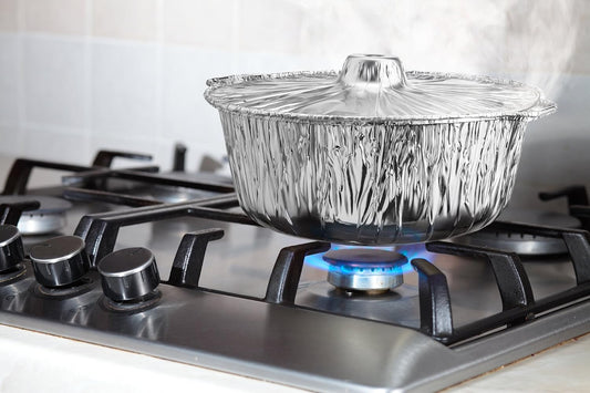 5-Pack of Large 5.5 Quart Disposable Aluminum Pots with Lids by Propack