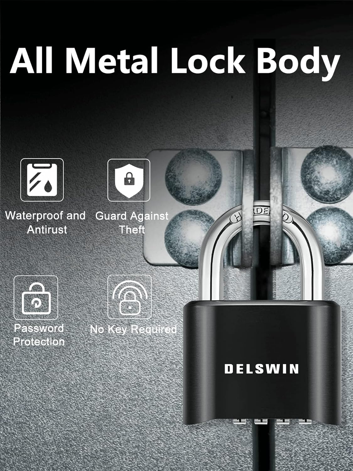 5 Pack Outdoor Waterproof Combination Locks - Heavy Duty Padlocks with Hardened Steel Shackle for Gym Locker, Storage, Shed, Fence, Gate - Black 4-Digit Combo Locks