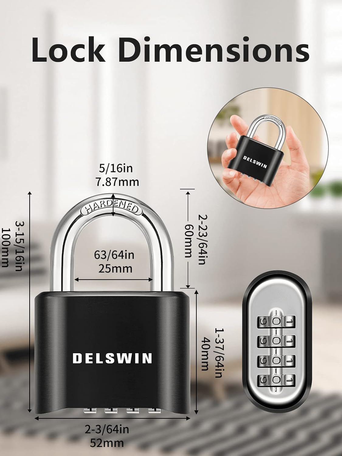 5 Pack Outdoor Waterproof Combination Locks - Heavy Duty Padlocks with Hardened Steel Shackle for Gym Locker, Storage, Shed, Fence, Gate - Black 4-Digit Combo Locks