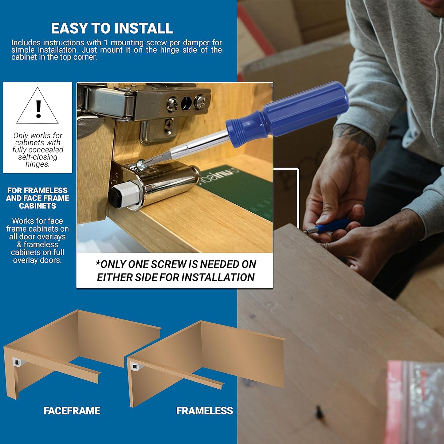 5 Pack Rok Hardware Soft Close Cabinet Door Damper Compact Adapter Hinge Polished Nickel SCD103 - WildKart