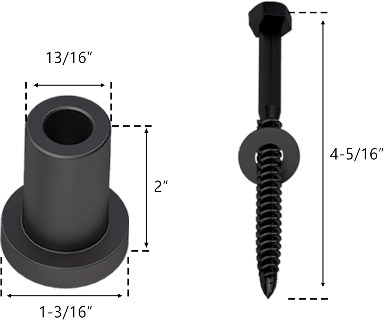 5-Piece 2" Skysen Barn Door Wall Spacer Set with Screws - Securely Connect Sliding Barn Door Hardware Steel Track to Wall