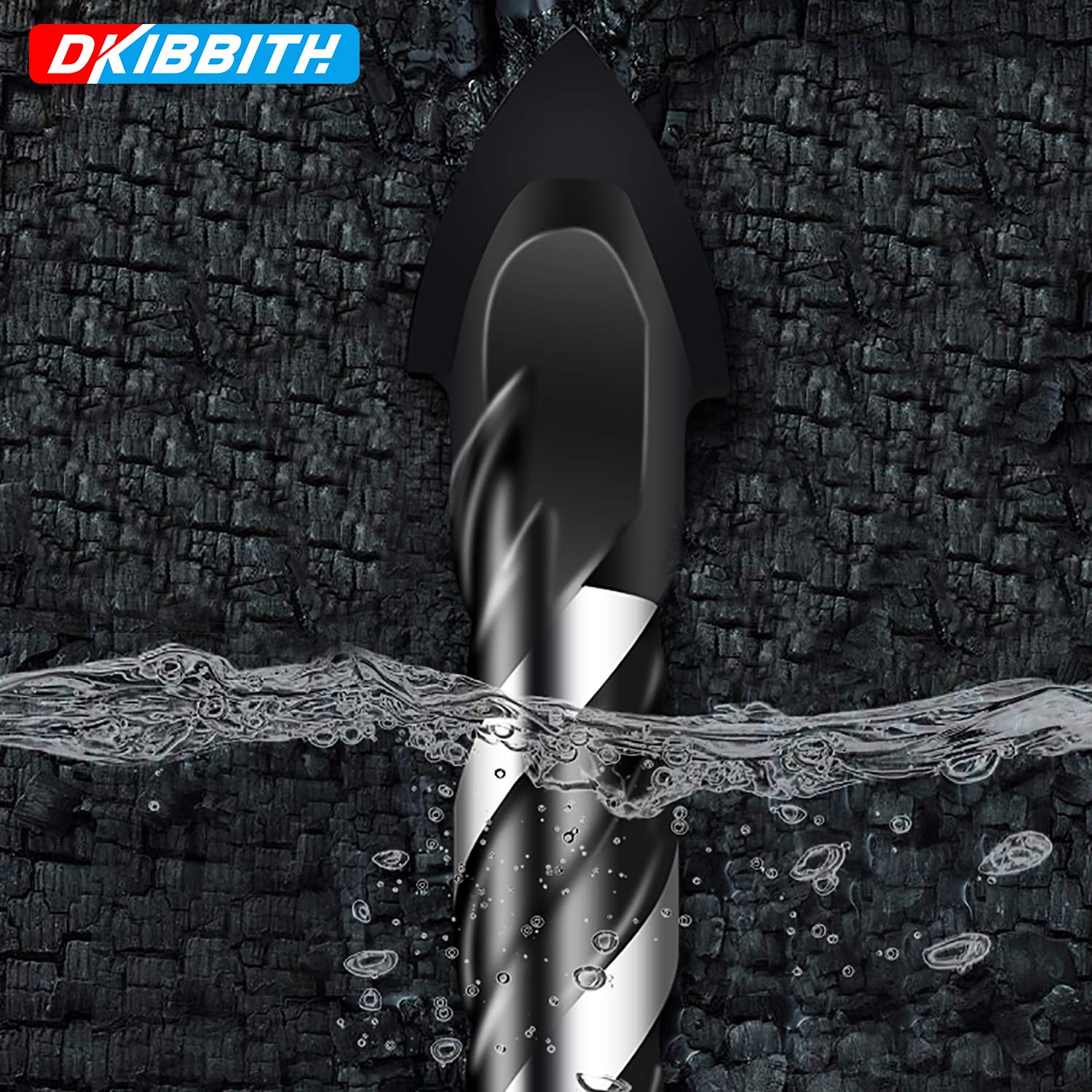 5-Piece 3/8“ Masonry Drill Bit Set for Tile, Glass, Ceramic, Brick, Stone, Metal, and Wood - Concrete, Cement, 3-Flat Shank, YG8 Carbide Tungsten Steel Alloy Tip