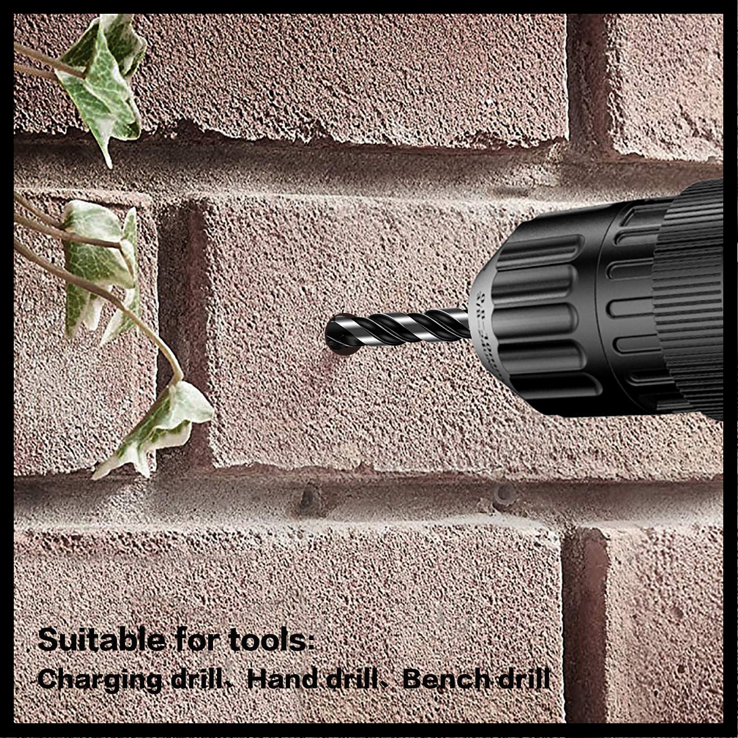 5-Piece 3/8“ Masonry Drill Bit Set for Tile, Glass, Ceramic, Brick, Stone, Metal, and Wood - Concrete, Cement, 3-Flat Shank, YG8 Carbide Tungsten Steel Alloy Tip