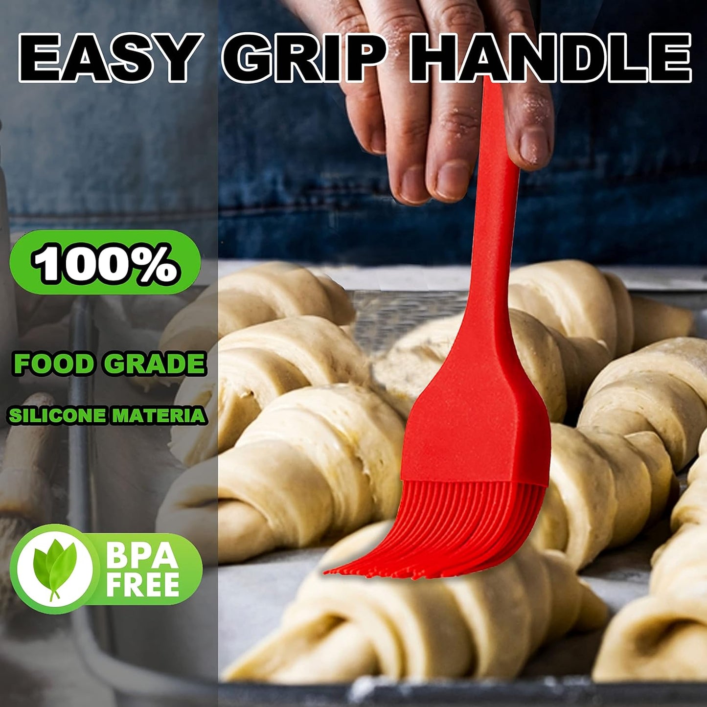 5-Piece Anaeat Silicone Basting Pastry Brush Set - Heat Resistant, Hygienic Design for BBQ, Grill, Baking - BPA Free & Dishwasher Safe - 10"+8.2