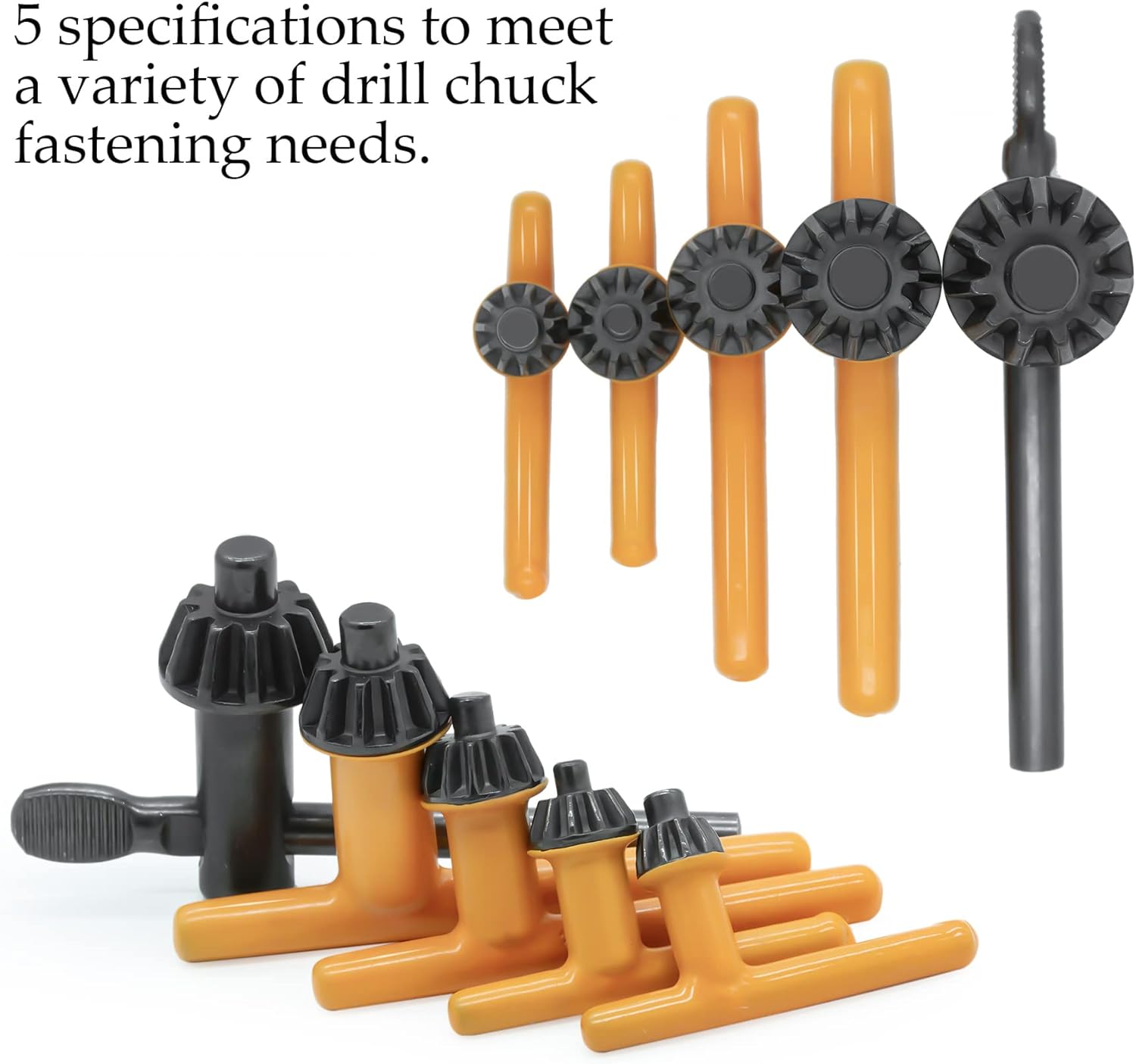 5-Piece Chuck Key Wrench Set for Electric Drills (3/4" to 1/4" Diameter) - Famgee Replacement Kit