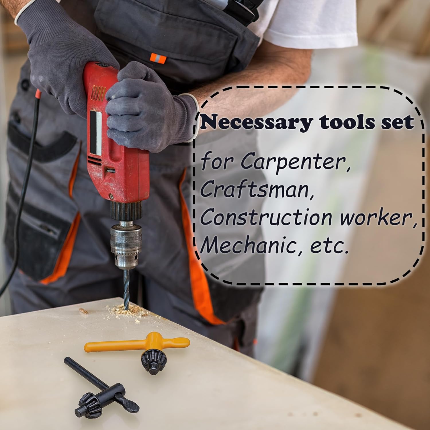 5-Piece Chuck Key Wrench Set for Electric Drills (3/4" to 1/4" Diameter) - Famgee Replacement Kit