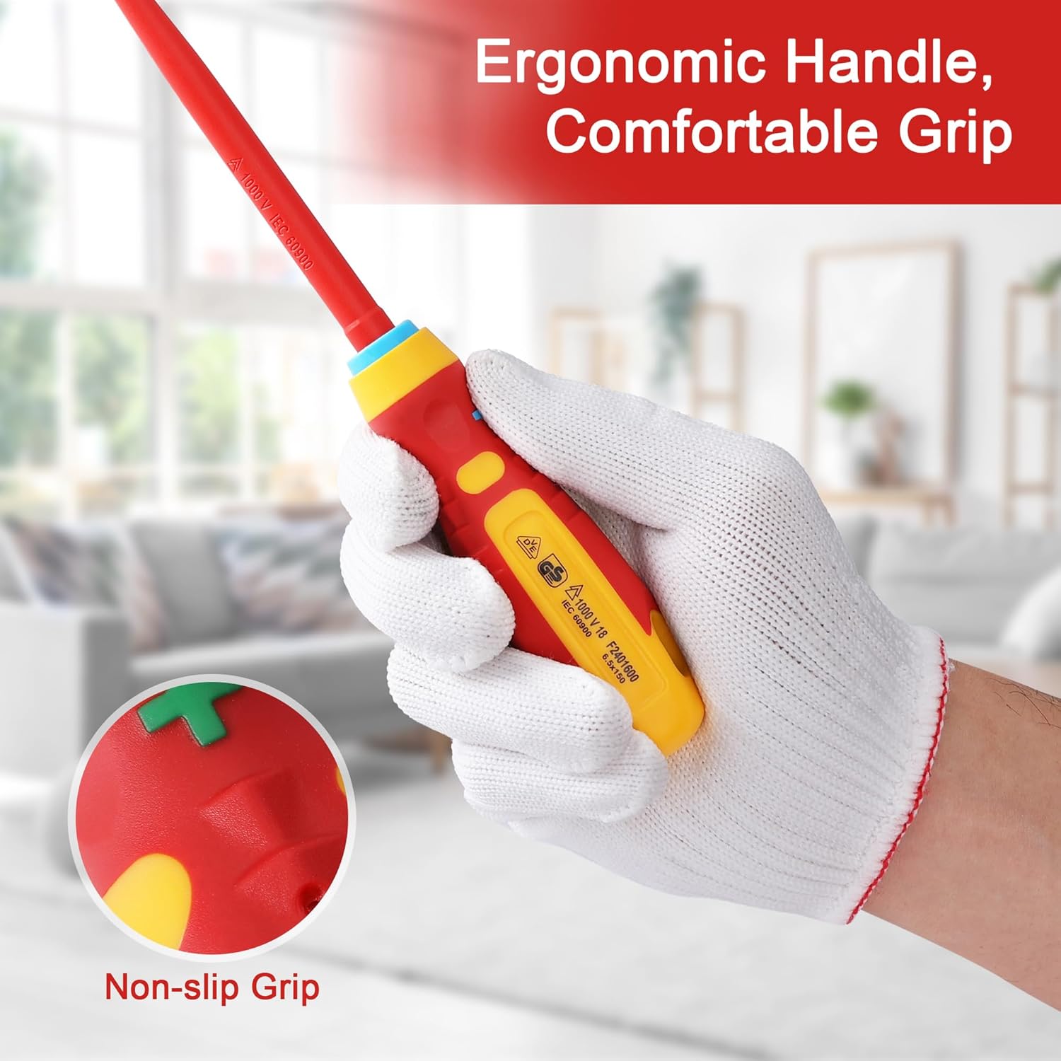 5-Piece Electrical Screwdriver Set with VDE Insulation for Electricians - Includes Phillips and Slotted Screwdrivers