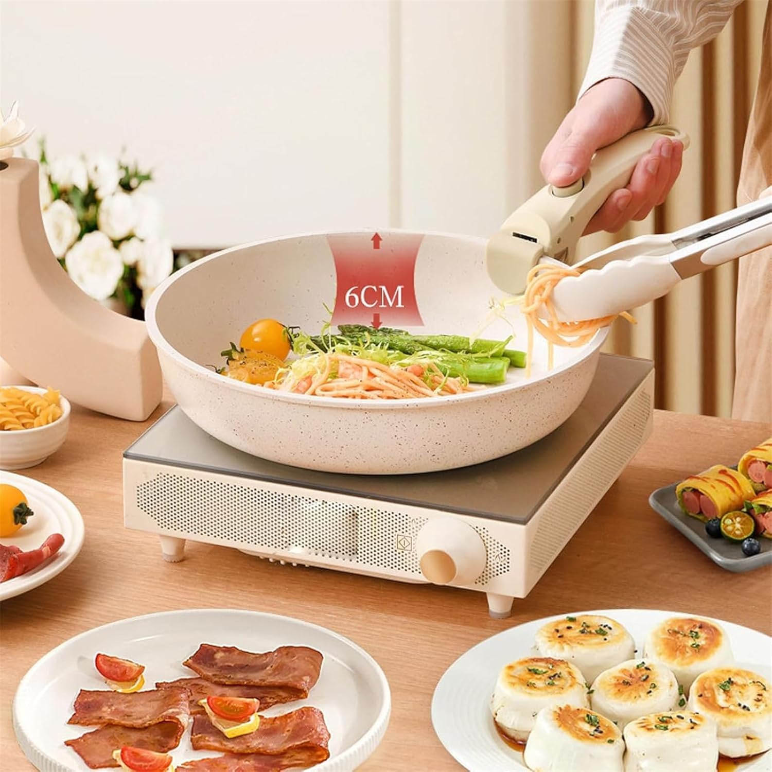 5-Piece Gourmetific Nonstick Ceramic Cookware Set with Detachable Handles