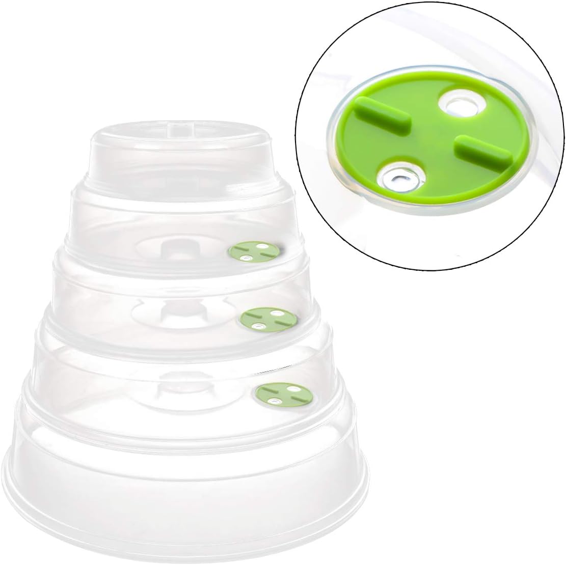 5-Piece Set Microwave Plate Covers with Adjustable Steam Vents - Splatter Guards in Mixed Sizes for Large & Small Plates and Bowls