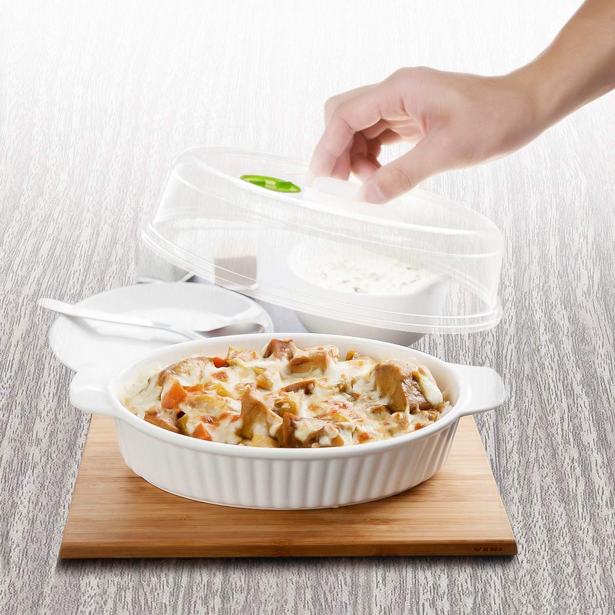 5-Piece Set Microwave Plate Covers with Adjustable Steam Vents - Splatter Guards in Mixed Sizes for Large & Small Plates and Bowls