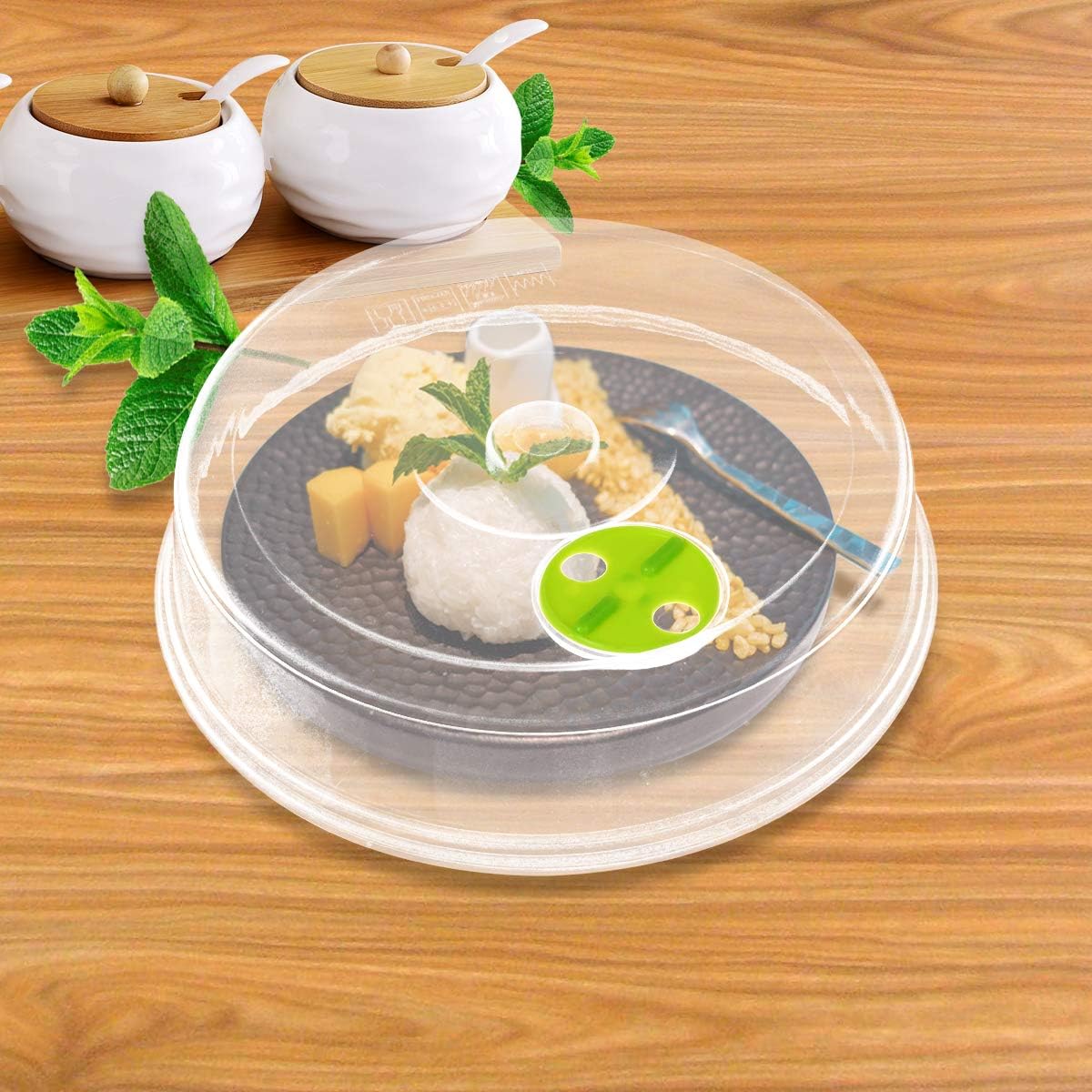 5-Piece Set Microwave Plate Covers with Adjustable Steam Vents - Splatter Guards in Mixed Sizes for Large & Small Plates and Bowls