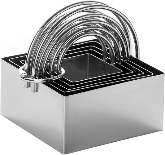 5-Piece Square Biscuit Cutter Set with Handle for Easy Storage - Stainless Steel Cookie Cutters