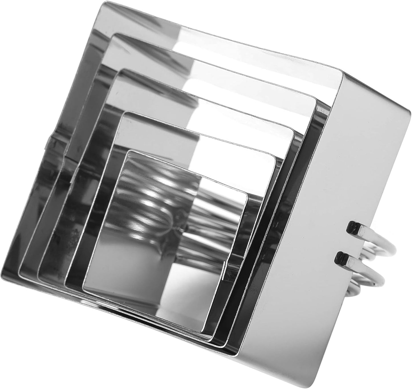 5-Piece Square Biscuit Cutter Set with Handle for Easy Storage - Stainless Steel Cookie Cutters