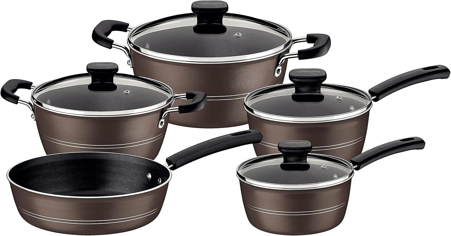 5 Piece Tramontina Sicilia Aluminum Nonstick Cookware Set in Hazelnut Color