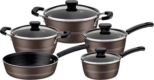 5 Piece Tramontina Sicilia Aluminum Nonstick Cookware Set in Hazelnut Color