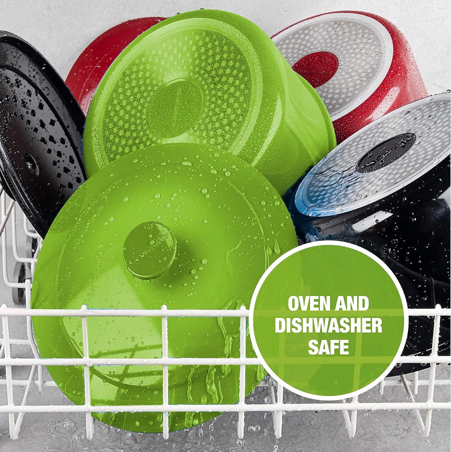 5 Quart Granitestone Dutch Oven: Nonstick Enameled Aluminum Pot with Lid, Oven Safe, Induction Capable - Green, PFOA Free