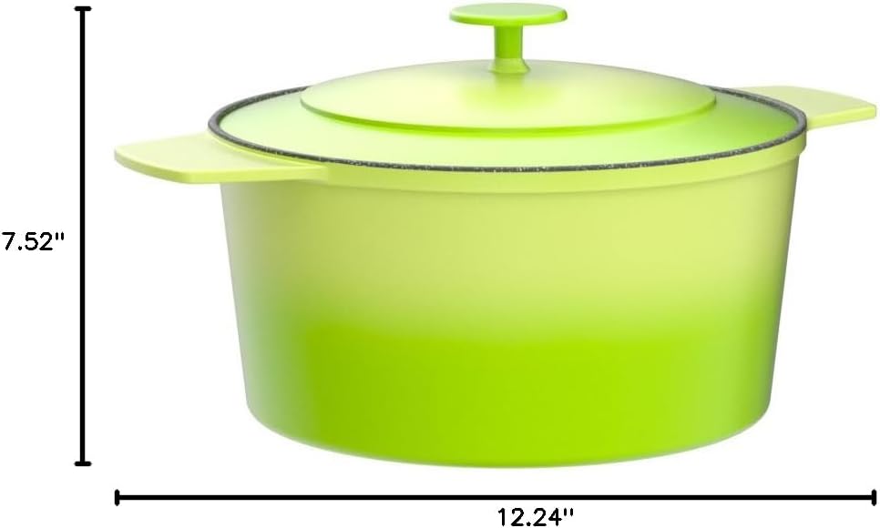 5 Quart Granitestone Dutch Oven: Nonstick Enameled Aluminum Pot with Lid, Oven Safe, Induction Capable - Green, PFOA Free