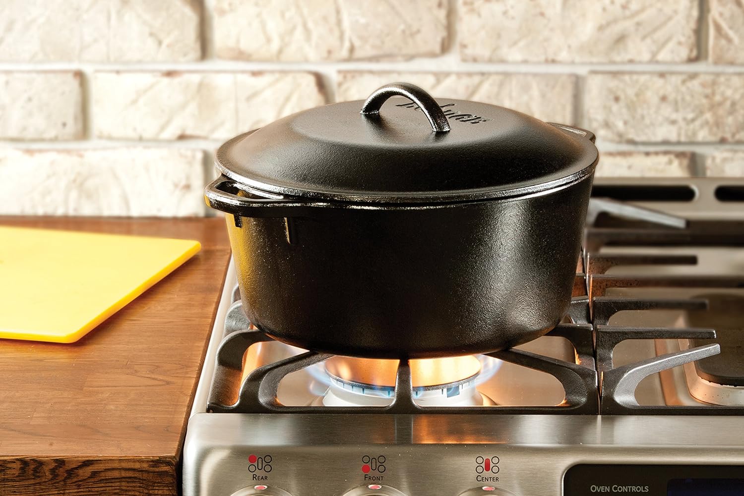 5 Quart Lodge Cast Iron Dutch Oven with Handle Holders - Black/Red - L8DOL3HH41PLT