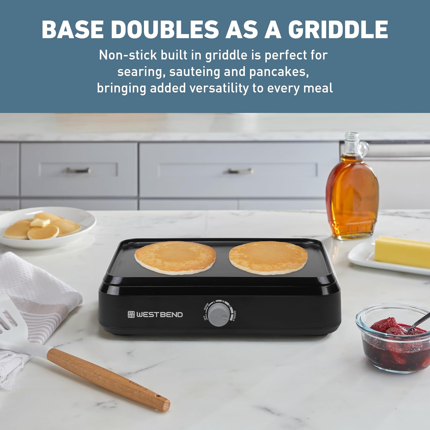 5-Quart West Bend Slow Cooker with Variable Temperature Control, Non-stick Vessel, Travel Lid, and Thermal Case - Silver