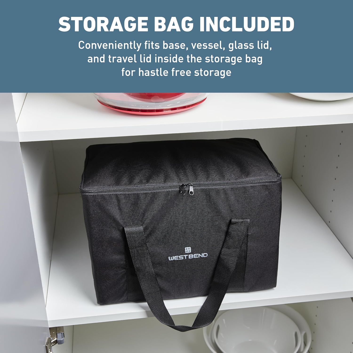 5-Quart West Bend Slow Cooker with Variable Temperature Control, Non-stick Vessel, Travel Lid, and Thermal Case - Silver