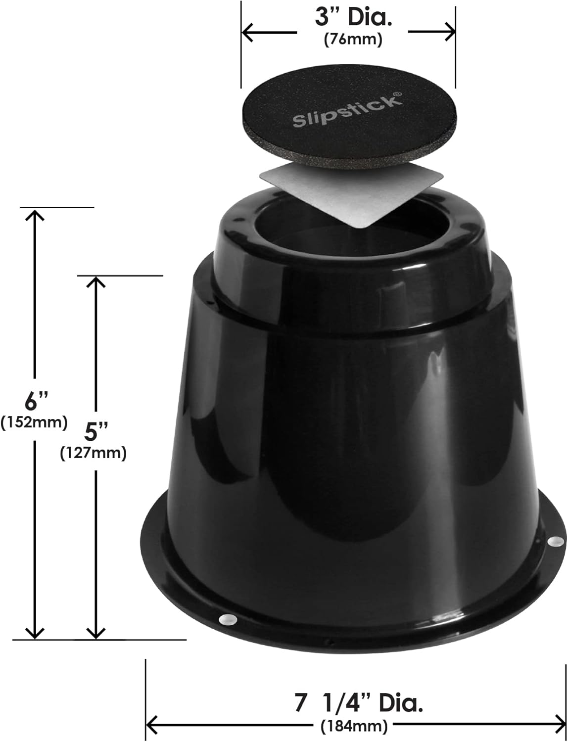 5" Round Black Bed Risers/Furniture Lifts - Set of 4, Supports 2,640 lbs, Stackable with Steel Reinforced Holder Top - Compatible with CB674 & CB672