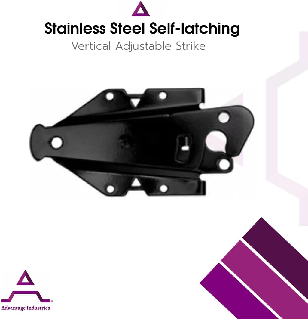 5” Stainless-Steel Self-Latching Gate Latch with Adjustable Striker for Vinyl/PVC Gates - White