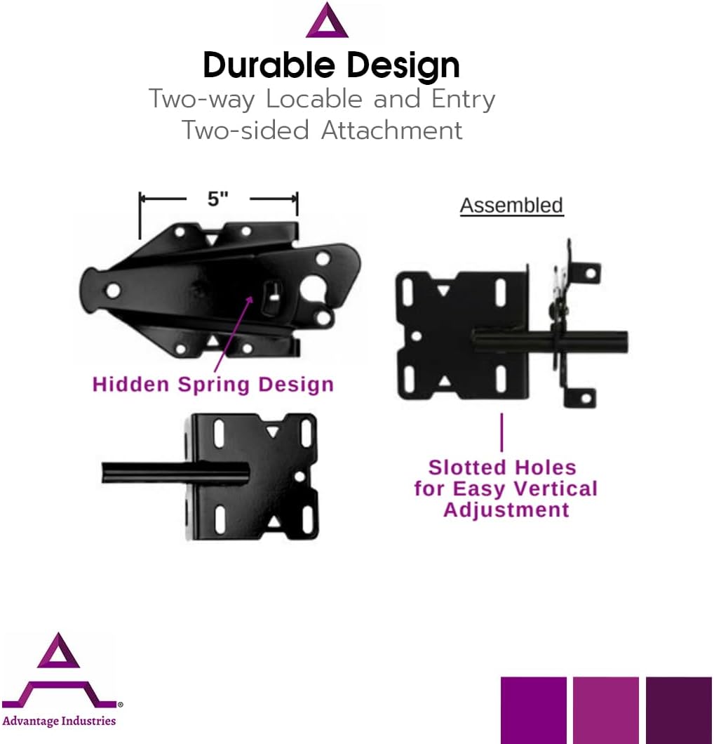 5” Stainless-Steel Self-Latching Gate Latch with Adjustable Striker for Vinyl/PVC Gates - White