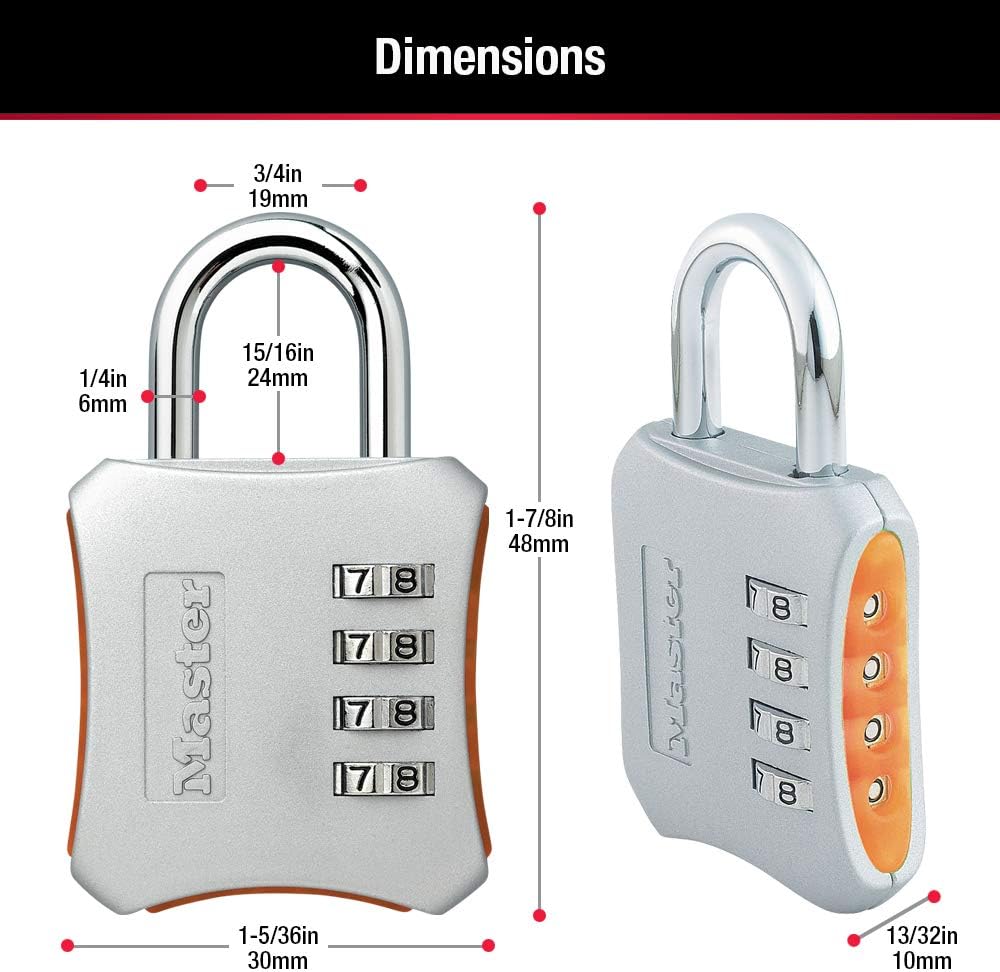 50 mm Programmable Combination Padlock by Master Lock - Assorted Colors