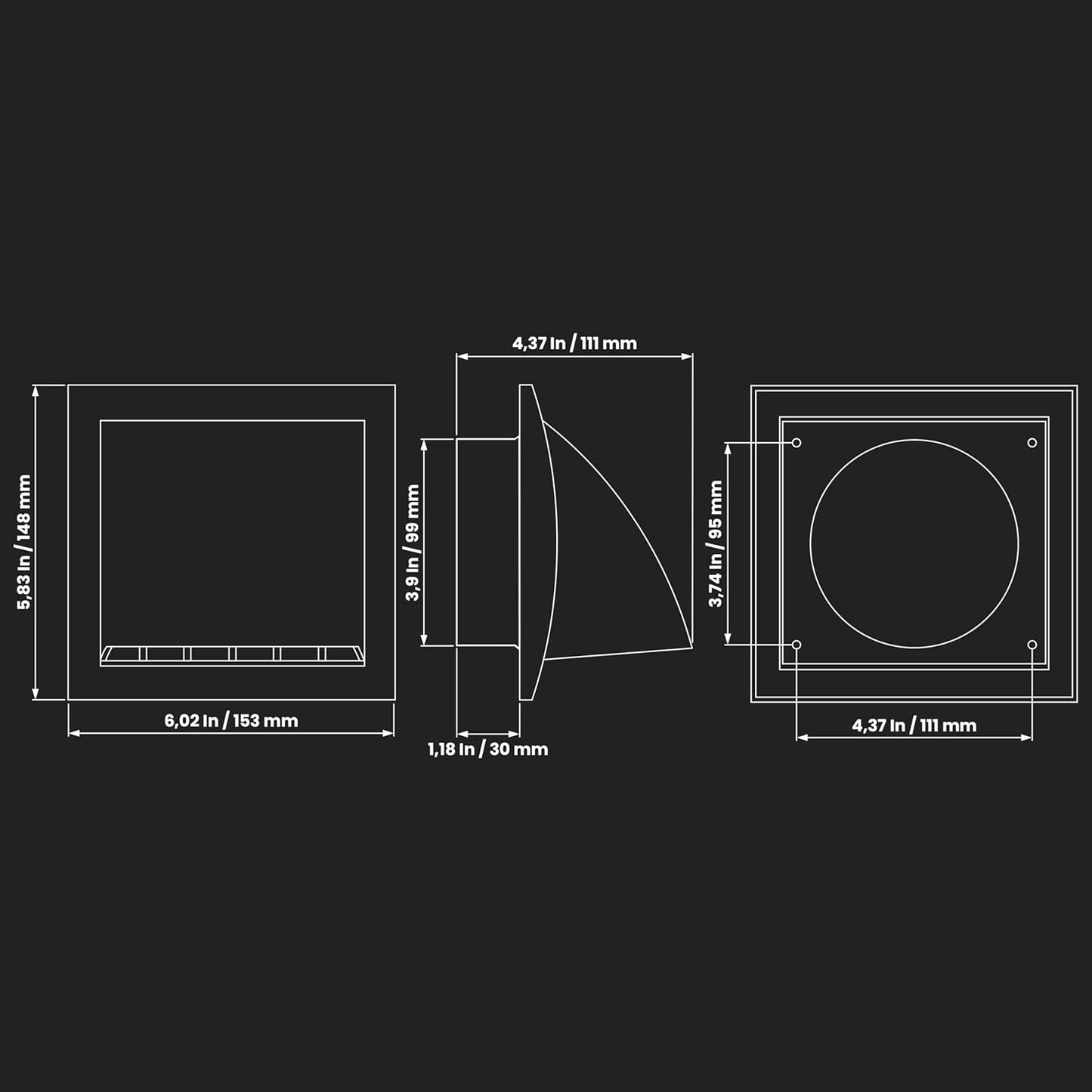 50 Pack 4'' Inch Brown Exhaust Hood Vent with Rain Cover, Flap - Indoor/Outdoor Air Vent Cover for HVAC Duct - 6'' x 6'' Inch Exhaust Cap