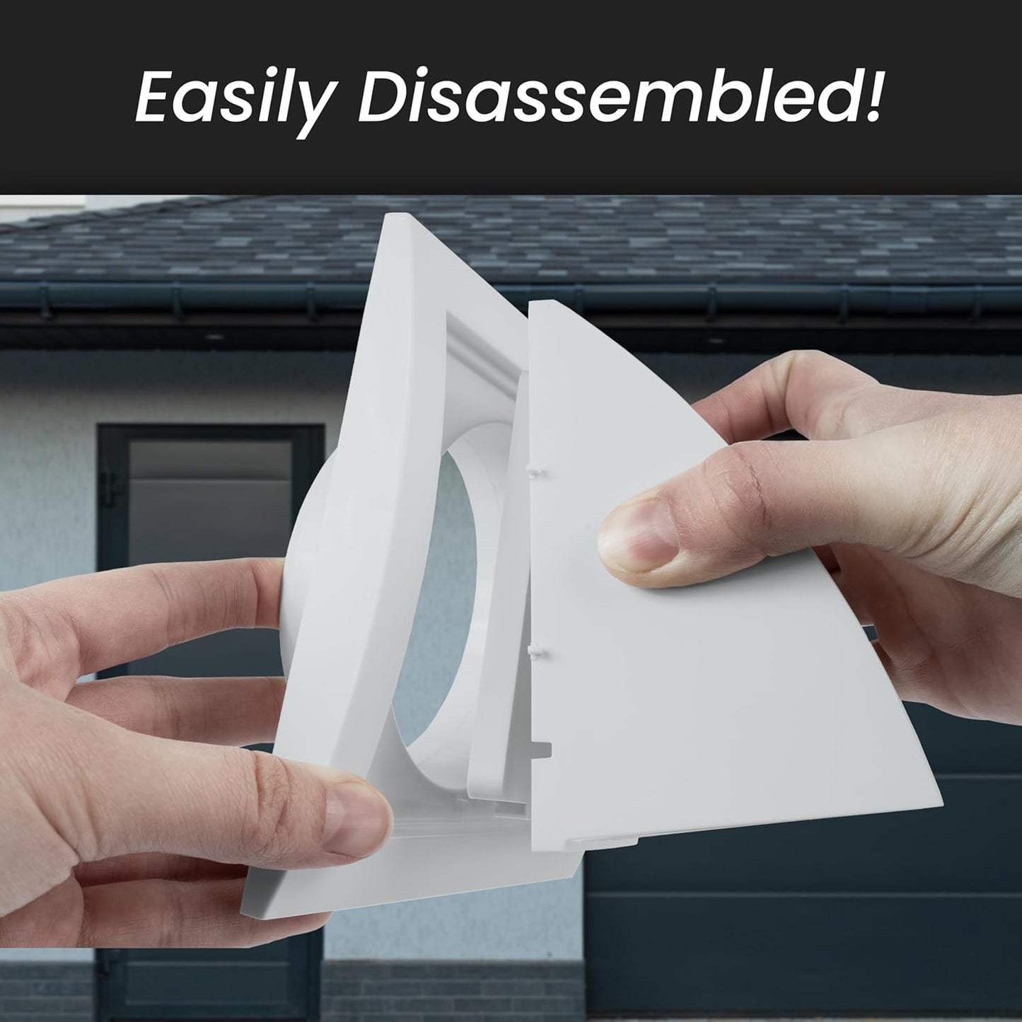 50 Pack 4'' Inch Brown Exhaust Hood Vent with Rain Cover, Flap - Indoor/Outdoor Air Vent Cover for HVAC Duct - 6'' x 6'' Inch Exhaust Cap