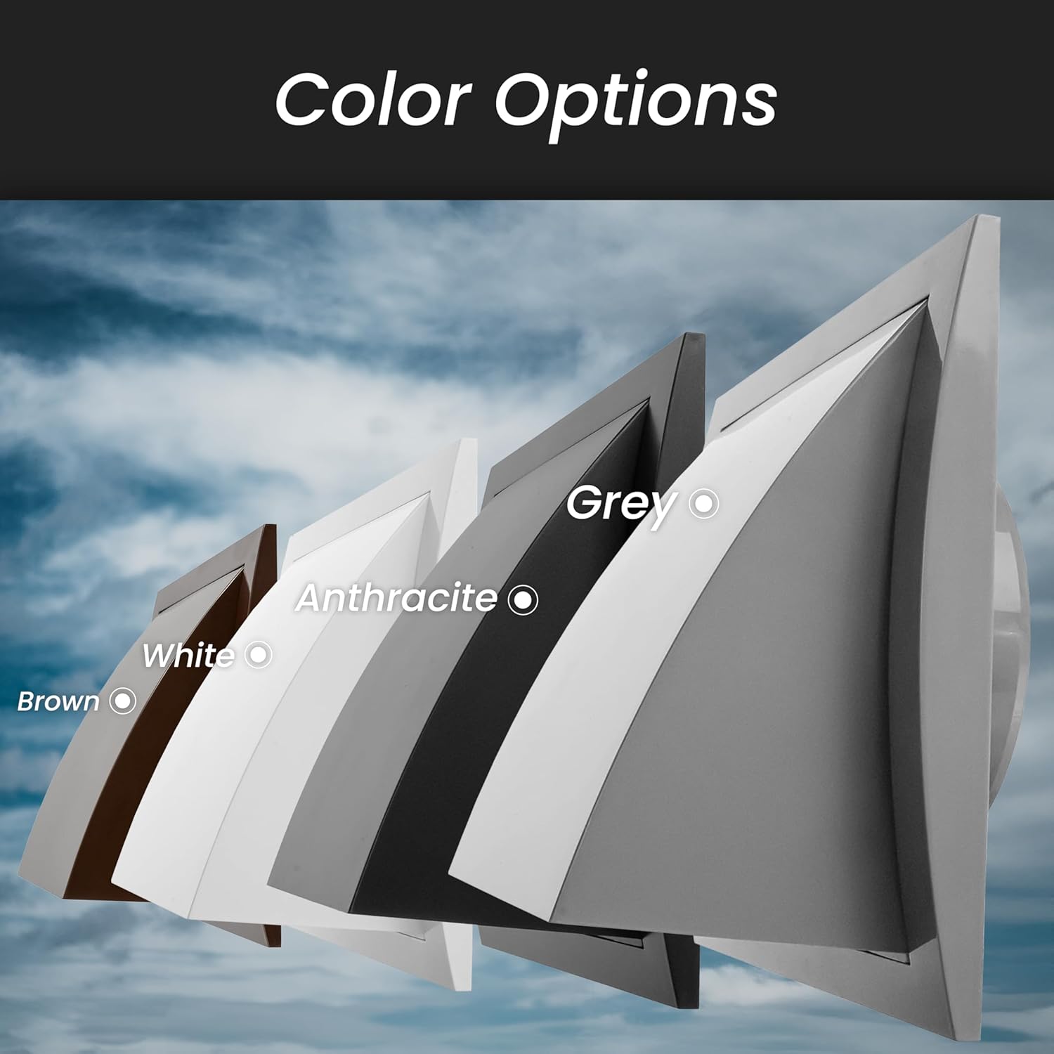 50 Pack 4'' Inch Brown Exhaust Hood Vent with Rain Cover, Flap - Indoor/Outdoor Air Vent Cover for HVAC Duct - 6'' x 6'' Inch Exhaust Cap