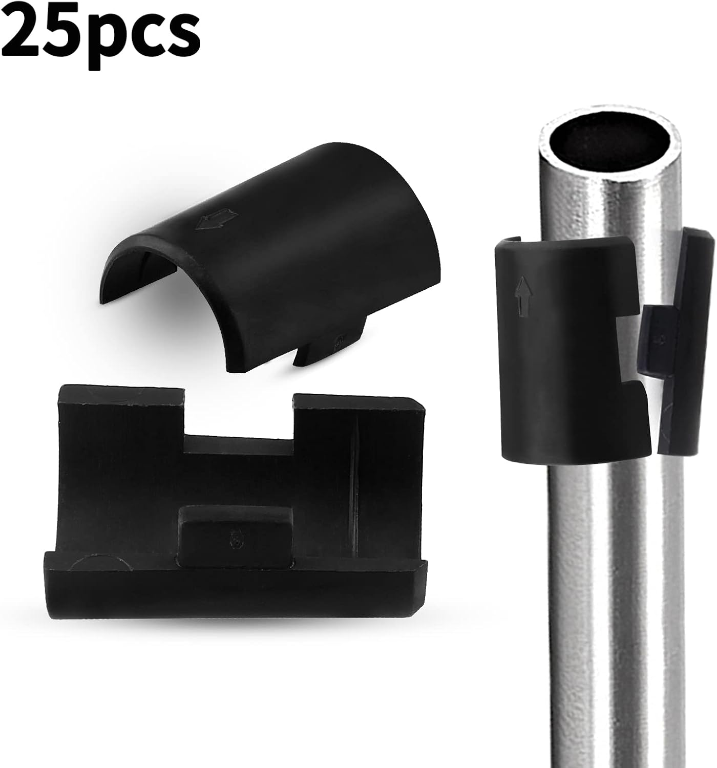 50-Pack 7/8 Inch Plastic Wire Shelving Shelf Lock Clips - Replacement Black Sleeve Clips for Wood Metal Pole Shelving (25 Pairs)