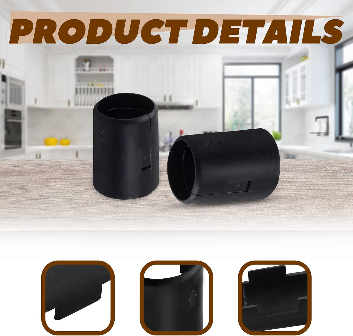 50-Pack 7/8 Inch Plastic Wire Shelving Shelf Lock Clips - Replacement Black Sleeve Clips for Wood Metal Pole Shelving (25 Pairs)